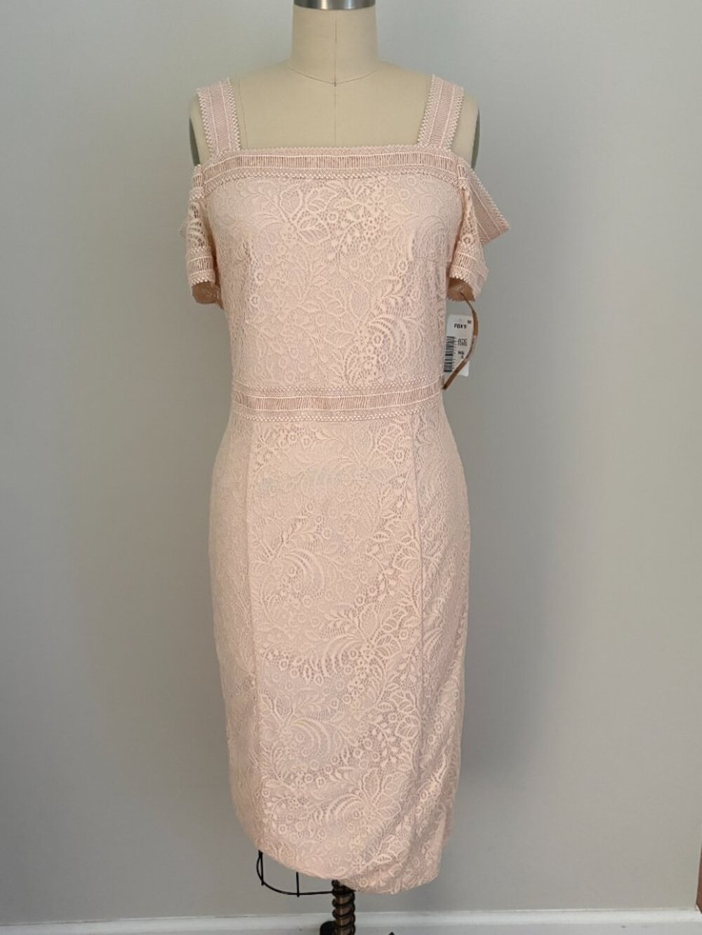 Rachel Rachel Roy Pale Pink Floral Lace Cold-Shoulder Midi Dress Cottagecore 6